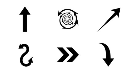 Collection of diverse arrow icons symbolizing direction, movement, and progress