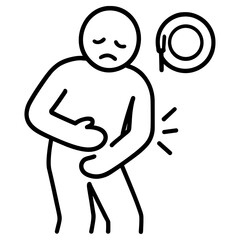 Person with stomach pain after eating symbol icon