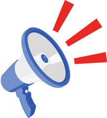 Blue megaphone loudspeaker for announcements