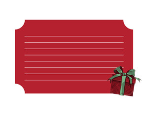 Red Gift Tag with Lined Space and Hand-Drawn Present