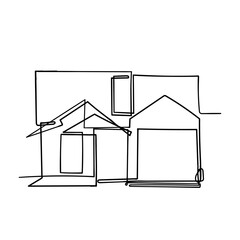 continuous line drawing house illustration