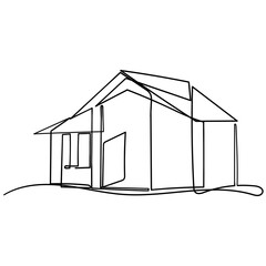 continuous line drawing house illustration