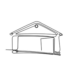 continuous line drawing house illustration