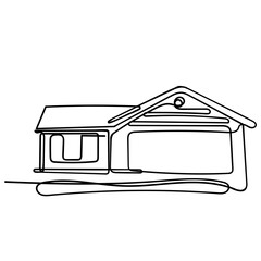 continuous line drawing house illustration