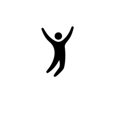 Obraz premium A solid black silhouette of a person jumping for joy to celebrate a major win or personal breakthrough in this energetic vector image