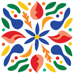 Hand-Drawn Colorful Matisse Pattern Abstract Design Vector