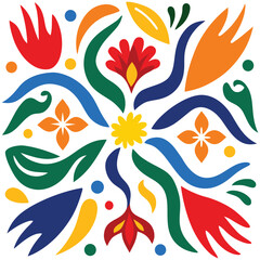 Hand-Drawn Colorful Matisse Pattern Abstract Design Vector