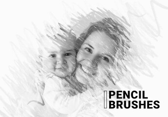 Pencil Brush Photo Effect Mockup