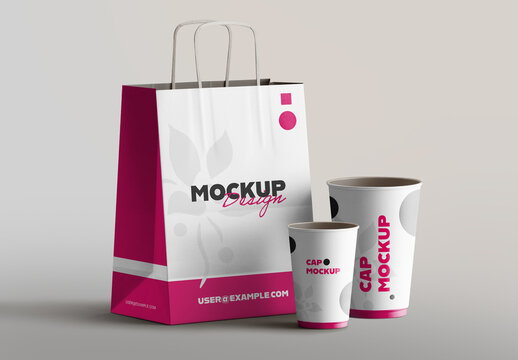 Paper Bag And Cup Mockup