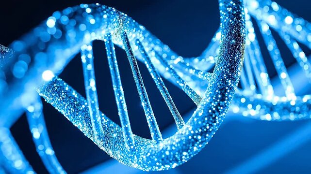 Blue glowing DNA double helix