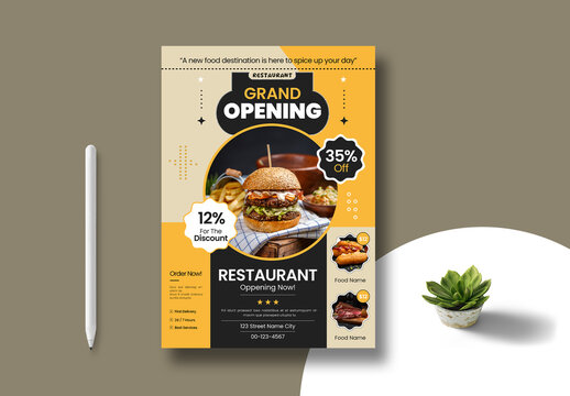 Restaurant Grand Opening Poster Template Layout