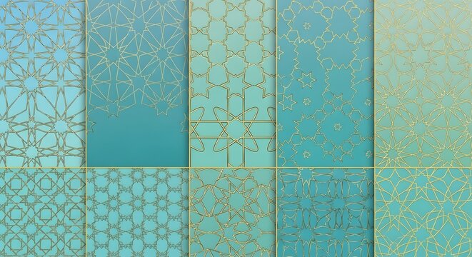 Abstract teal and blue geometric pattern with subtle textures and reflections - Powered by Adobe