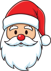 Santa Claus Smiling Face with Red Hat and White Beard for Christmas.