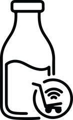 Illustration Milk bottle with shopping cart icon silhouette vector