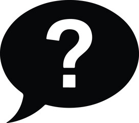 Illustration of black speech bubble with white question mark silhouette vector