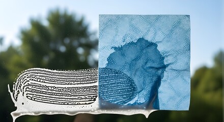 Closeup shot showcasing the process of cleaning a window, with a clear distinction between the dirty and clean sections, highlighting the effectiveness of the cleaning product