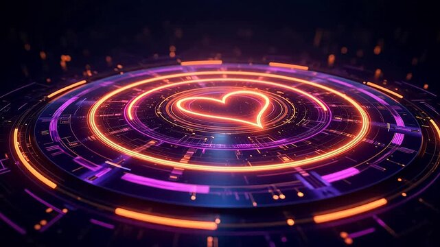 Heartshaped glowing circuit design