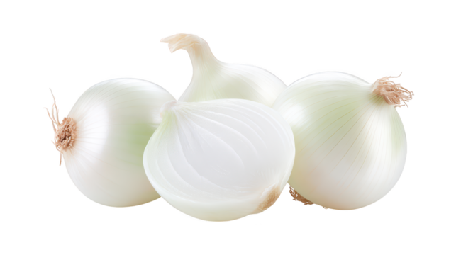 Three fresh onions rest on stark black background onions textures highlighted by dark minimalist setting