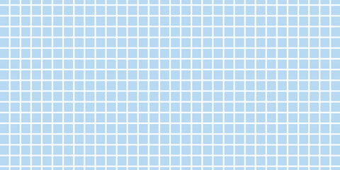 Blue grid pattern with small squares on light blue background. Seamless geometric layout.