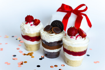 handmade dessert with strawberries and cookies