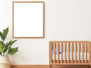Minimalist bedroom with untreated wood finishes, a compact bassinet, and calming earthy tones for a peaceful vibe
