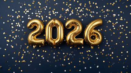 Golden 2026 balloons celebrate future success