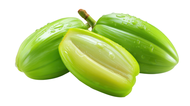 Green fruit glistens with refreshing water droplets close up reveals green fruit adorned with water droplets