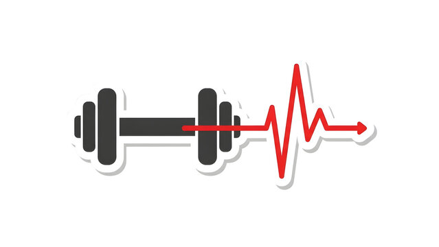 Fitness and Wellness Icon Dumbbell with a Heartbeat Line, Representing Active Health