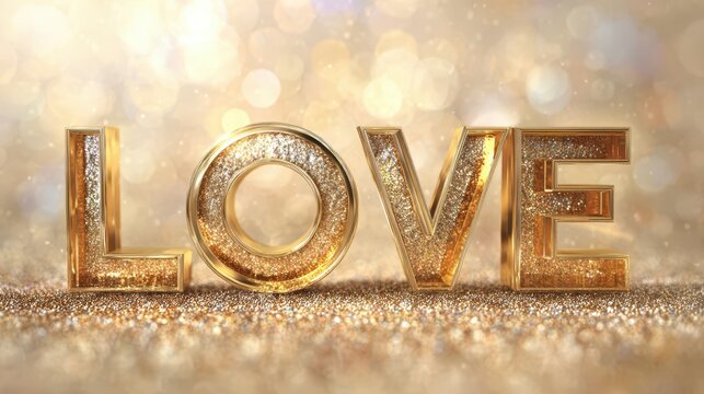 Luxurious 3D gold text with a glamorous glitter background and sparkling light - Powered by Adobe