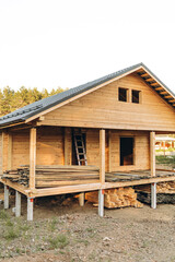 construction of a house from profiled timber