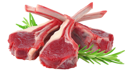 Uncooked lamb chops arranged on black background raw lamb cuts awaiting preparation on dark surface