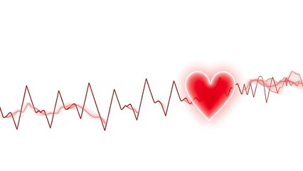 cardiac. An abstract representation of a heart rhythm with flowing red and white lines, symbolizing life and medical science. STEM education sheets.