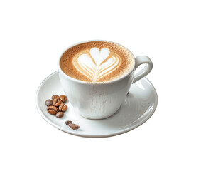 Obraz premium Charming coffee arrangement featuring a ceramic cup, on transparent background