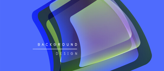 Abstract layers create dynamic visual effect. Blue gradient background complements overlapping shapes, text reads background design. Modern, clean aesthetic.