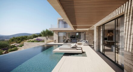 Beautifully crafted modern house design with pool, exterior visualization