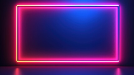 Retro neon picture frame sticker: 80s style fluorescent border for vintage photo collage