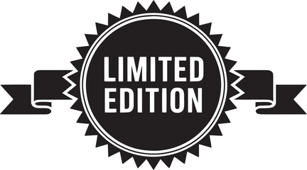 Limited edition exclusive offer badge stamp graphic with ribbon icon
