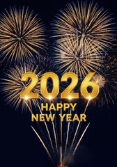 Golden sapphire fireworks 2026 new year elegance
