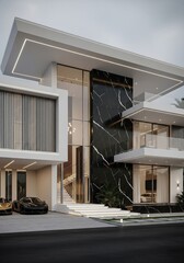 Modern real estate exterior architecture of luxury home in beautiful villa