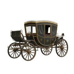 Fototapeta premium Watercolor Ornate Horse Drawn Carriage isolated on a transparent background