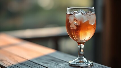 torrontes. Glass of chilled Torrontes wine with condensation on a wooden surface, soft bokeh background. bar promotions, beverage menus, designed for product packaging and bar promotions.