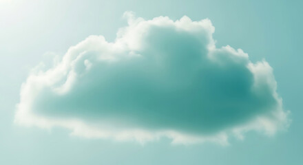 Obraz premium Single fluffy cloud on clear turquoise sky serene weather and soft dreamy mood