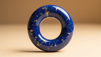 Lapis lazuli gemstone circular shape polished surface blue color decorative object natural stone artistic design luxury item
