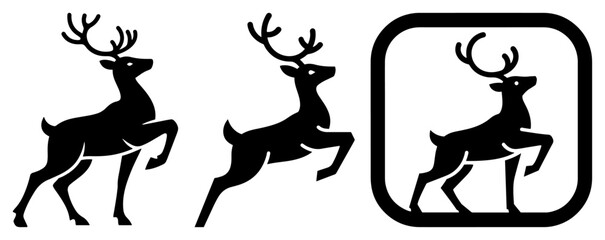Reindeer Silhouette Icons for Christmas and Winter Design © Camel