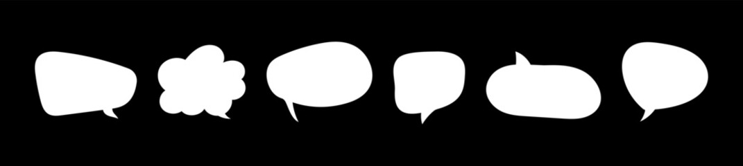 Speech bubbles for text. Message balloons, stickers, social media chat box. Doodle style forms. Chatting minimal template, symbol, icons. Information, idea, speak sign, quote mockups, dialogue frames.