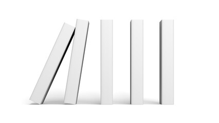 Books isolated on white background. Domino. Blank. 3d illustration.