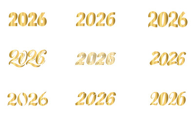 Set Of Gold 2026 New Year , happy New Year 2026 number collection, Simple Icon Vector Design, best used for presentation, application, web and banner