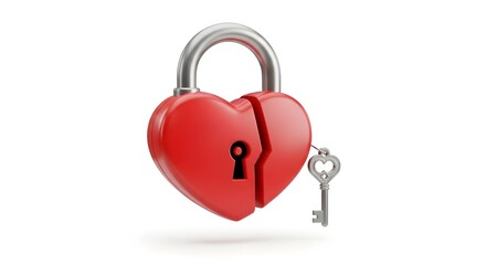 Heart shaped padlock with key, symbolizing love and security