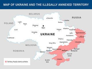 Map of Ukraine with illegally russian annexed territory border, November 2025. Vector map of Ukraine with occupied territory by Russia for news or reports