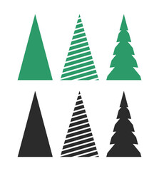 Fototapeta premium Spruce flat icons set. Christmas tree. Vector cartoon icons isolated on a white background.